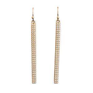 NWT - Gold and Pearl Double Pavé Bar Drop Earrings